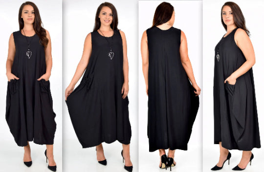 Comfyplus Dress, Quirky Dress, Artsy Dress, Plus size Dress, Lagenlook Dress, Curvy Dress, Sleeveless One size Dress will fit  1XL/2XL/3XL