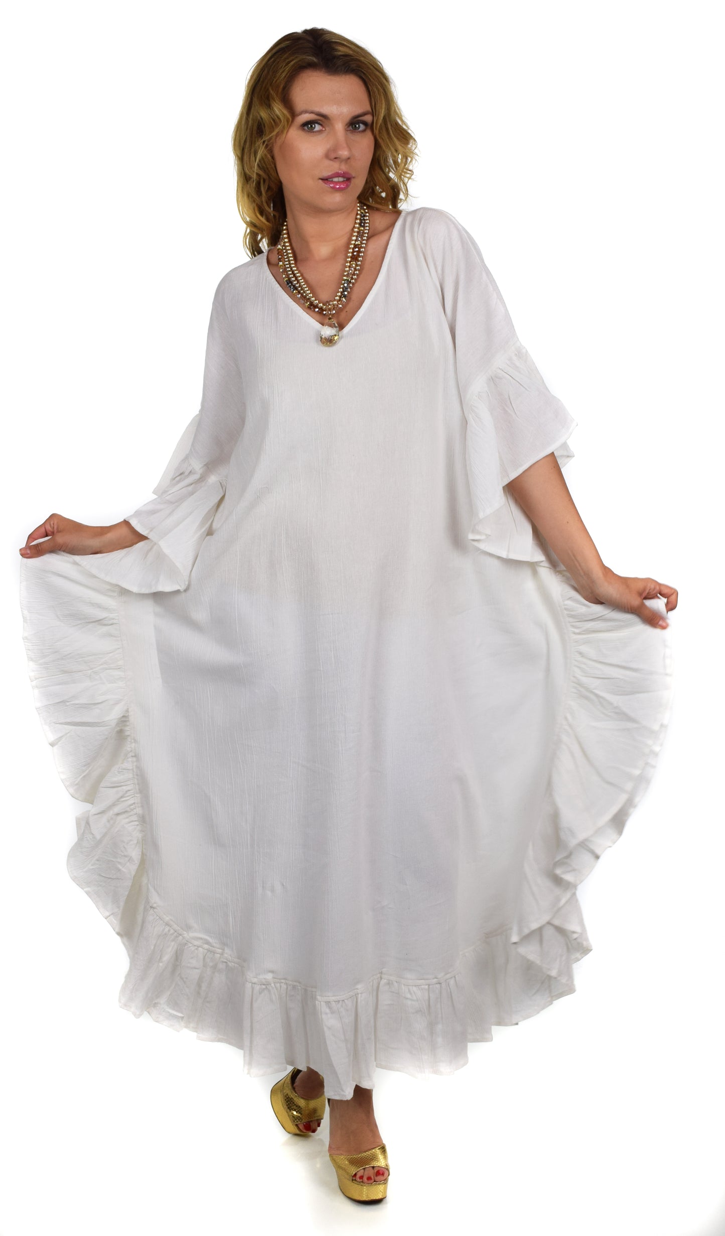 Cotton Gauze Caftan, All Natural Quality Soft Cotton Gauze Kaftan. Fits XL to 6X , Caftan Dress, Plus Size Caftan