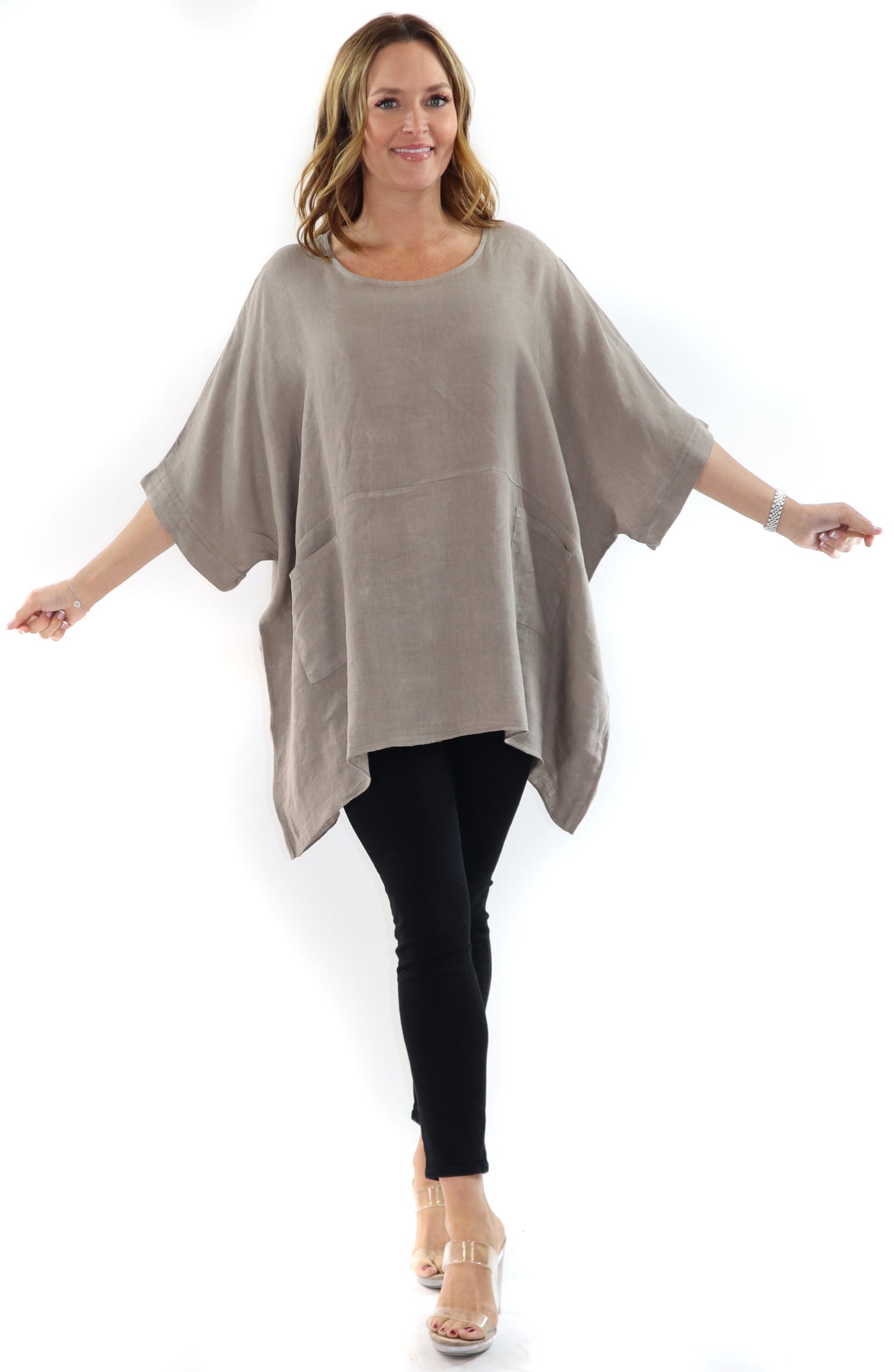 Women's Bohemian Boxy Poncho Style Tunic, Made in Italy,  One Size Fits All, Made in Italy