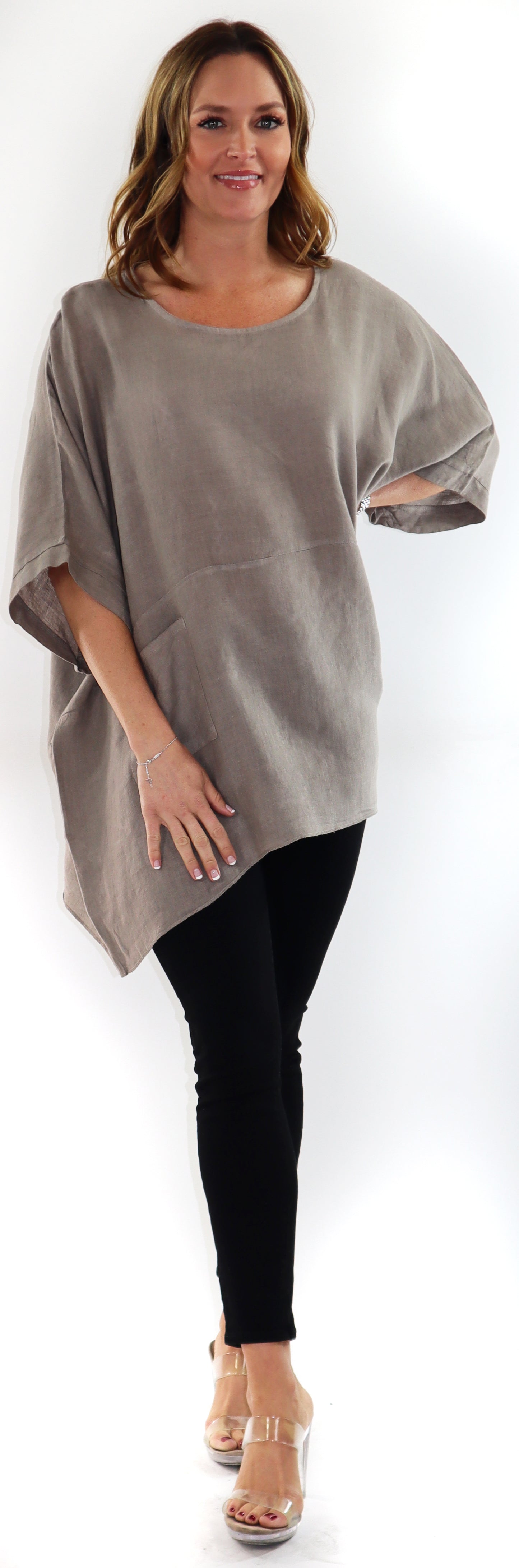 Women's Bohemian Boxy Poncho Style Tunic, Made in Italy,  One Size Fits All, Made in Italy