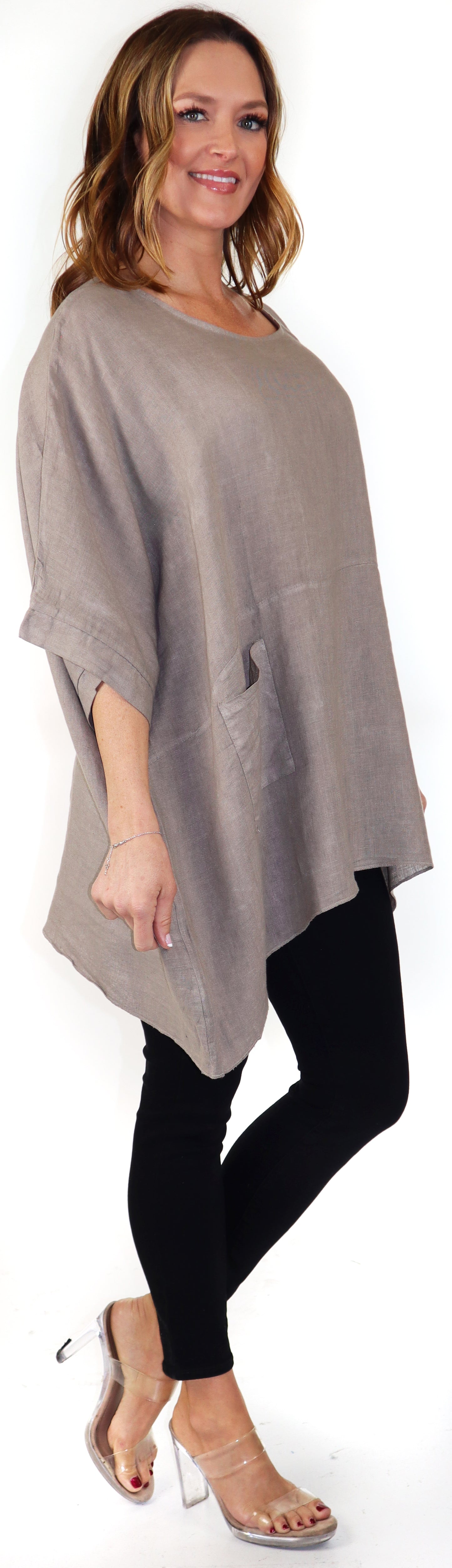 Women's Bohemian Boxy Poncho Style Tunic, Made in Italy,  One Size Fits All, Made in Italy