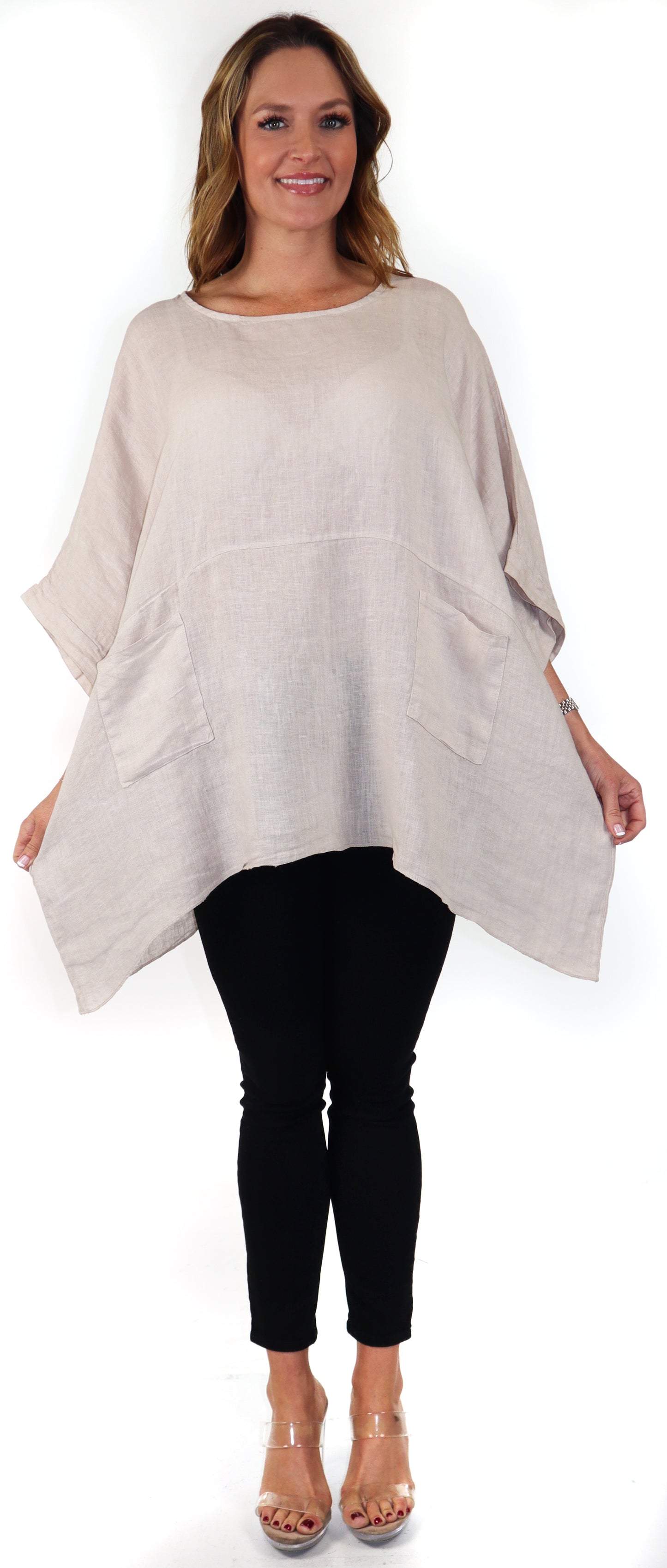 Women's Bohemian Boxy Poncho Style Tunic, Made in Italy,  One Size Fits All, Made in Italy