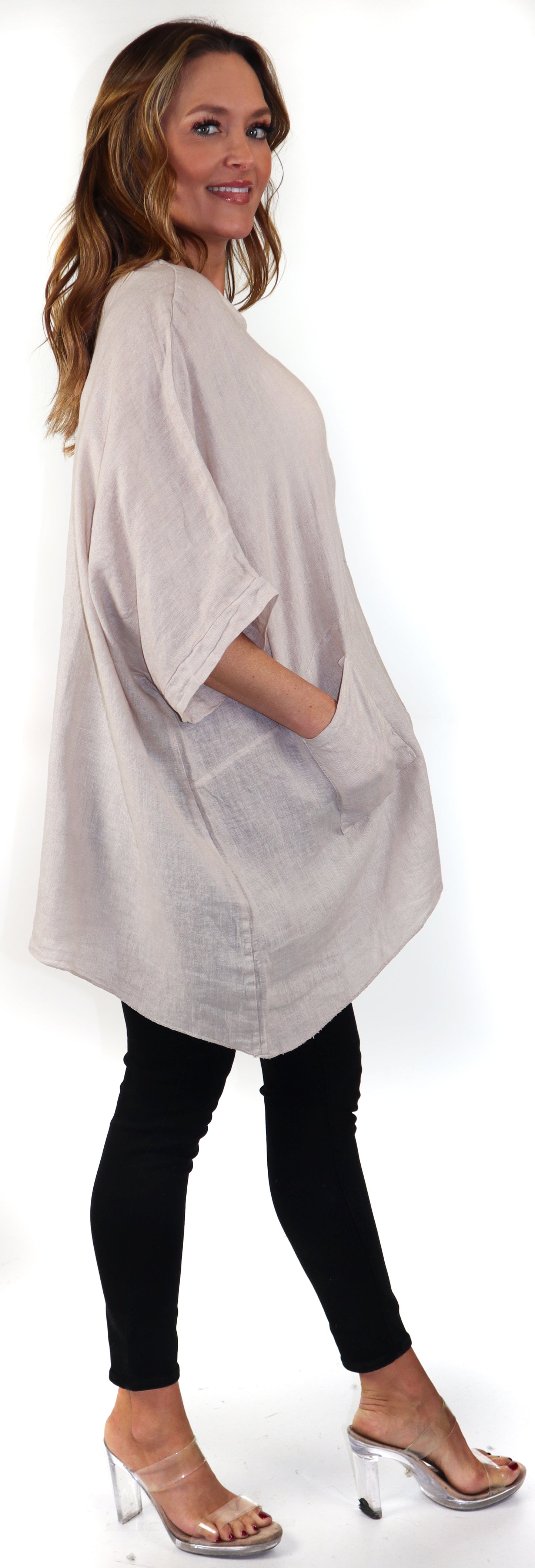 Women's Bohemian Boxy Poncho Style Tunic, Made in Italy,  One Size Fits All, Made in Italy