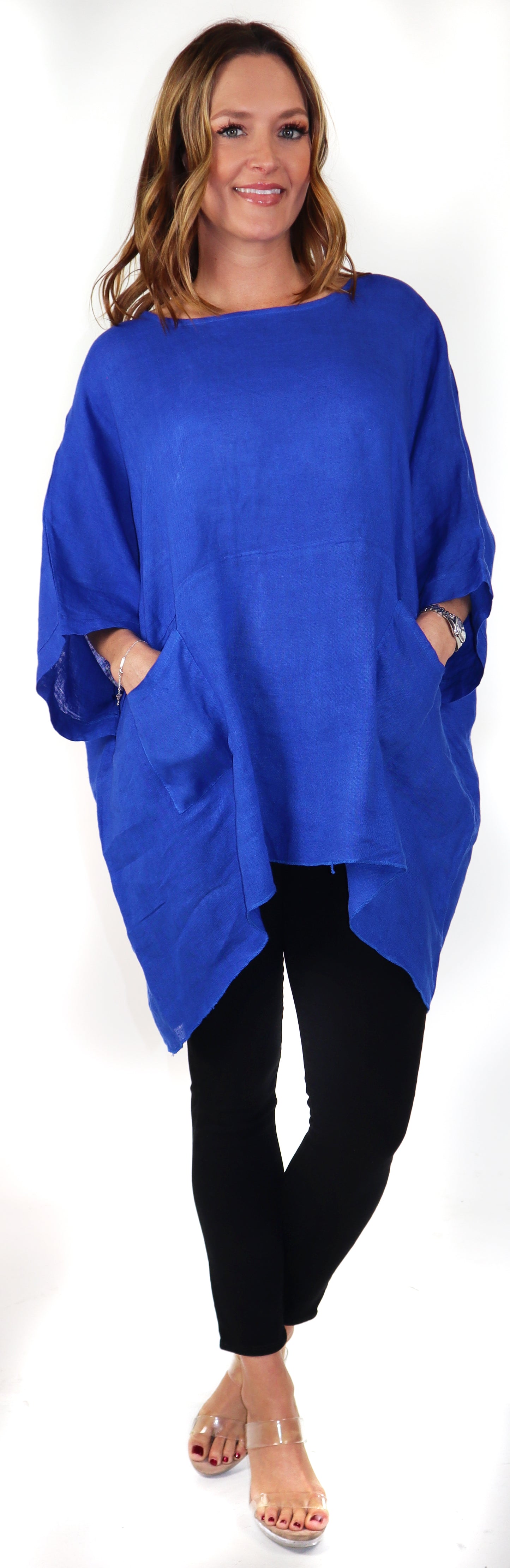 Women's Bohemian Boxy Poncho Style Tunic, Made in Italy,  One Size Fits All, Made in Italy