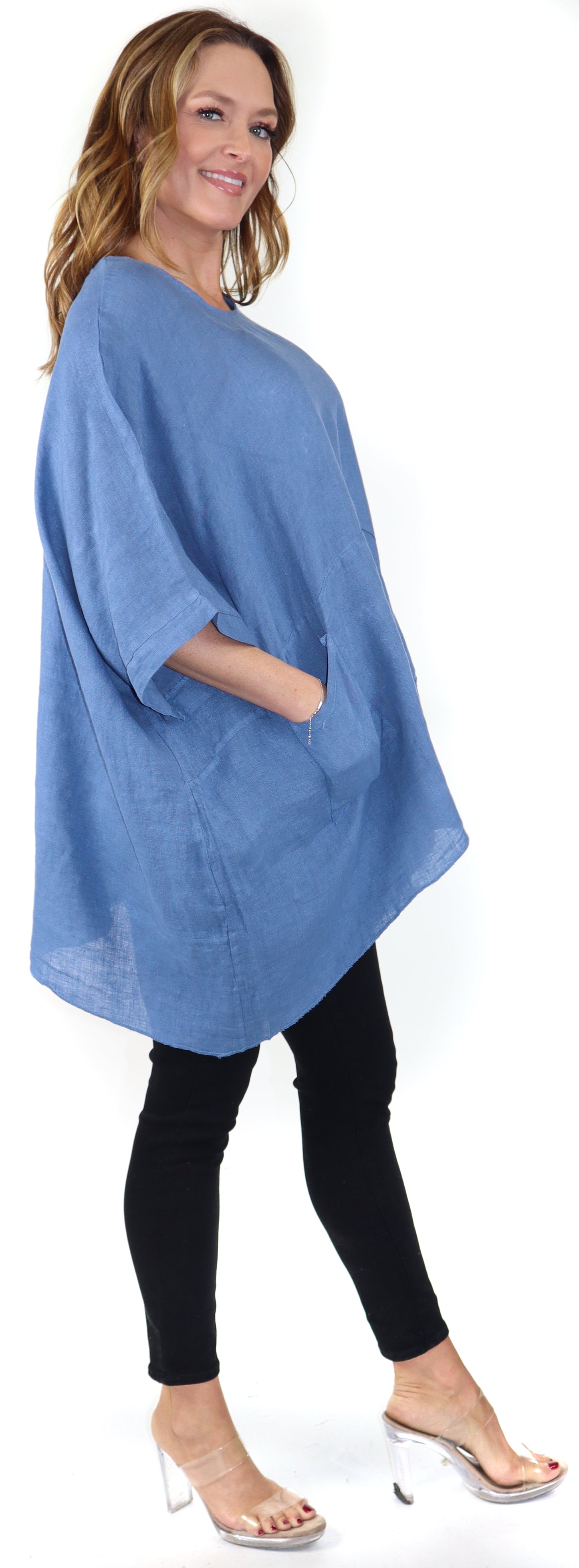 Women's Bohemian Boxy Poncho Style Tunic, Made in Italy,  One Size Fits All, Made in Italy