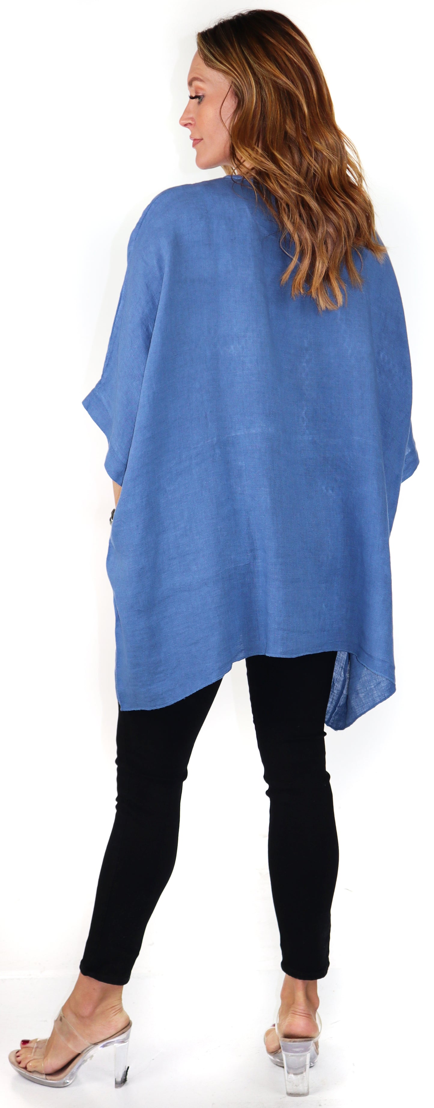 Women's Bohemian Boxy Poncho Style Tunic, Made in Italy,  One Size Fits All, Made in Italy