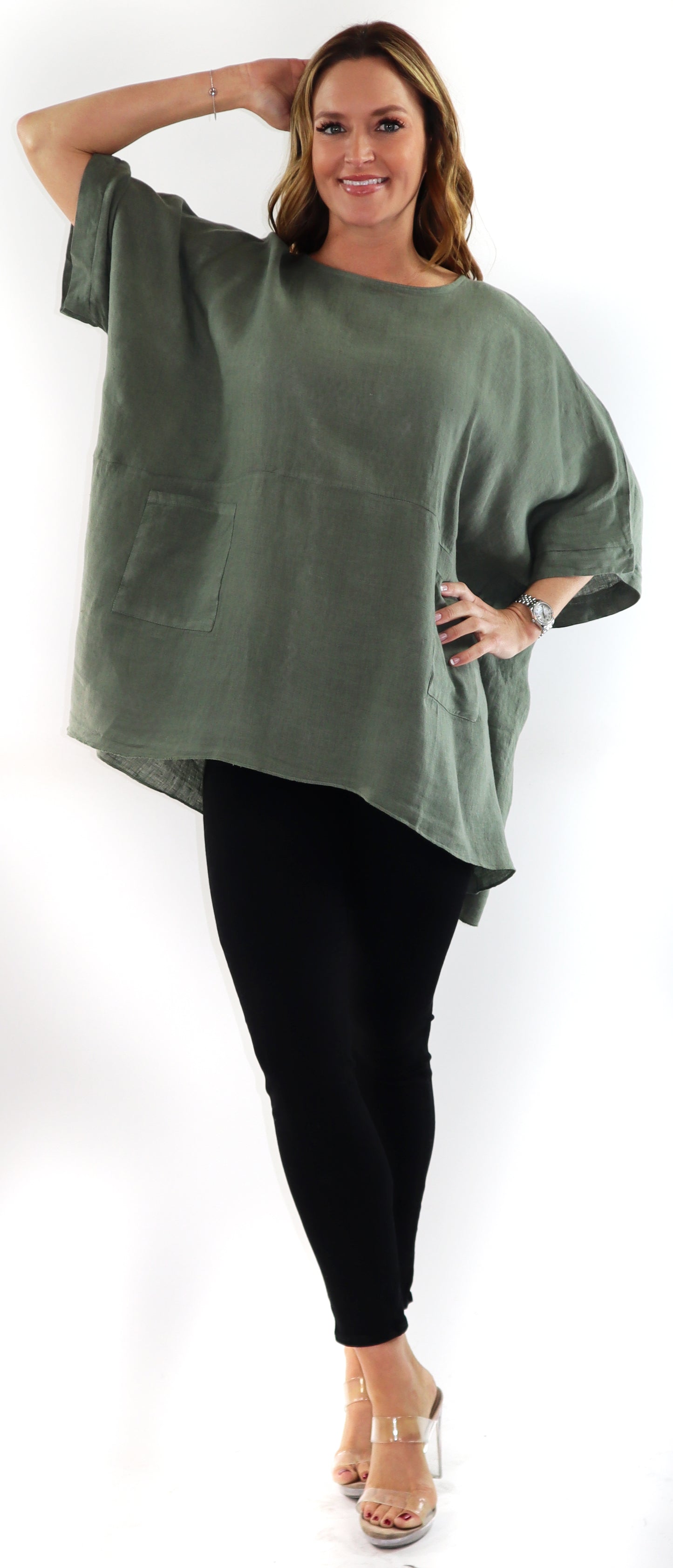 Women's Bohemian Boxy Poncho Style Tunic, Made in Italy,  One Size Fits All, Made in Italy