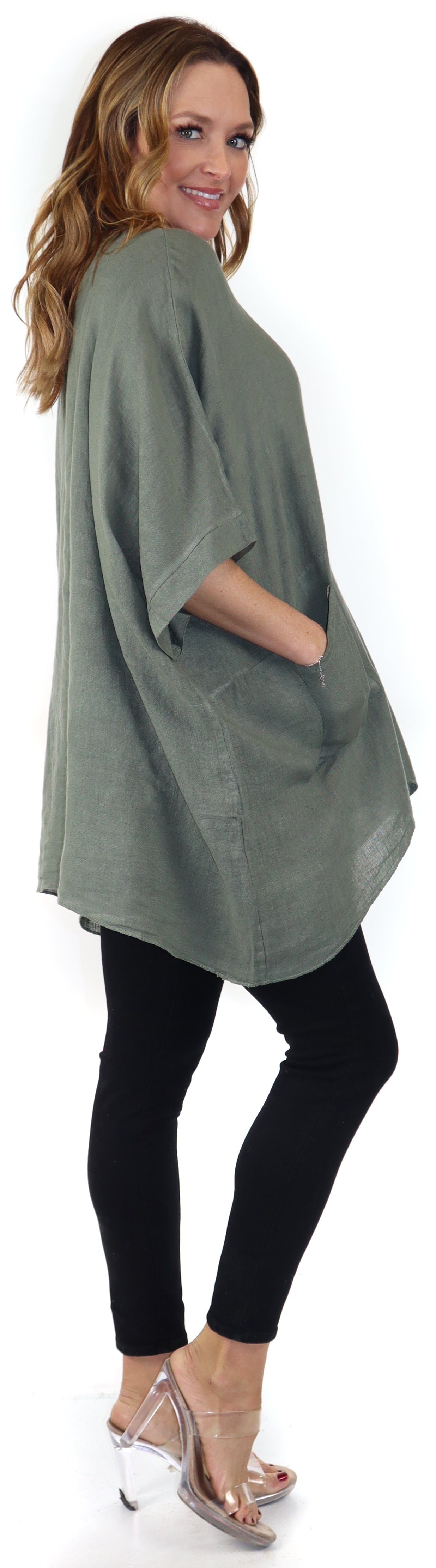 Women's Bohemian Boxy Poncho Style Tunic, Made in Italy,  One Size Fits All, Made in Italy