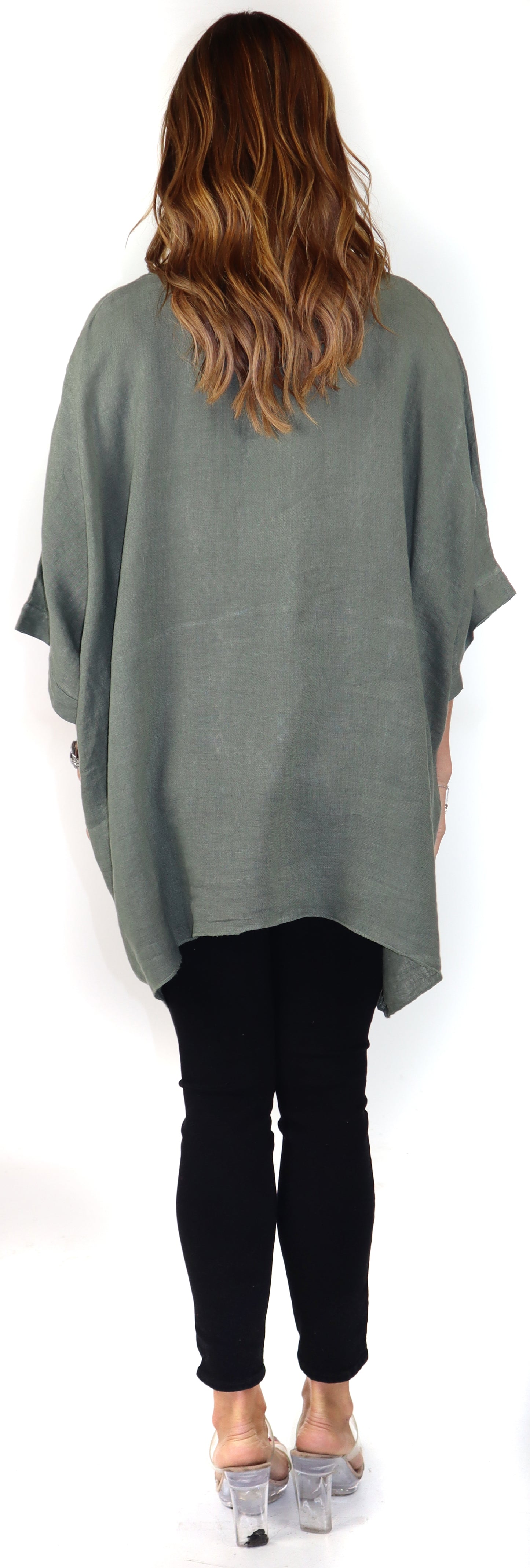 Women's Bohemian Boxy Poncho Style Tunic, Made in Italy,  One Size Fits All, Made in Italy