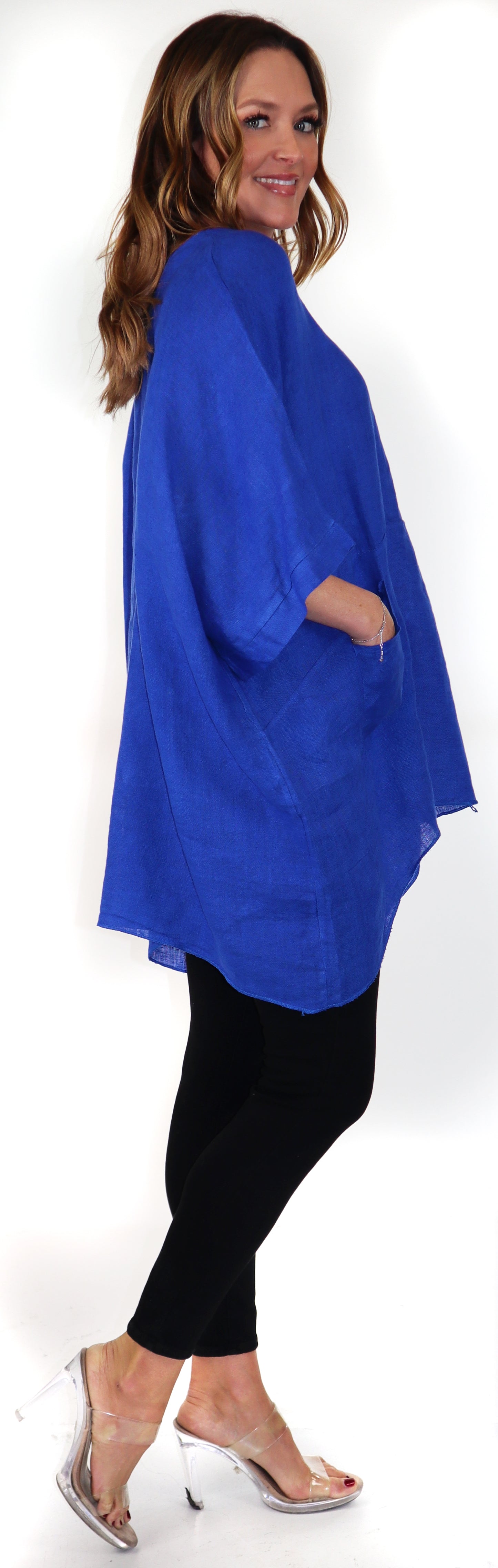 Women's Bohemian Boxy Poncho Style Tunic, Made in Italy,  One Size Fits All, Made in Italy