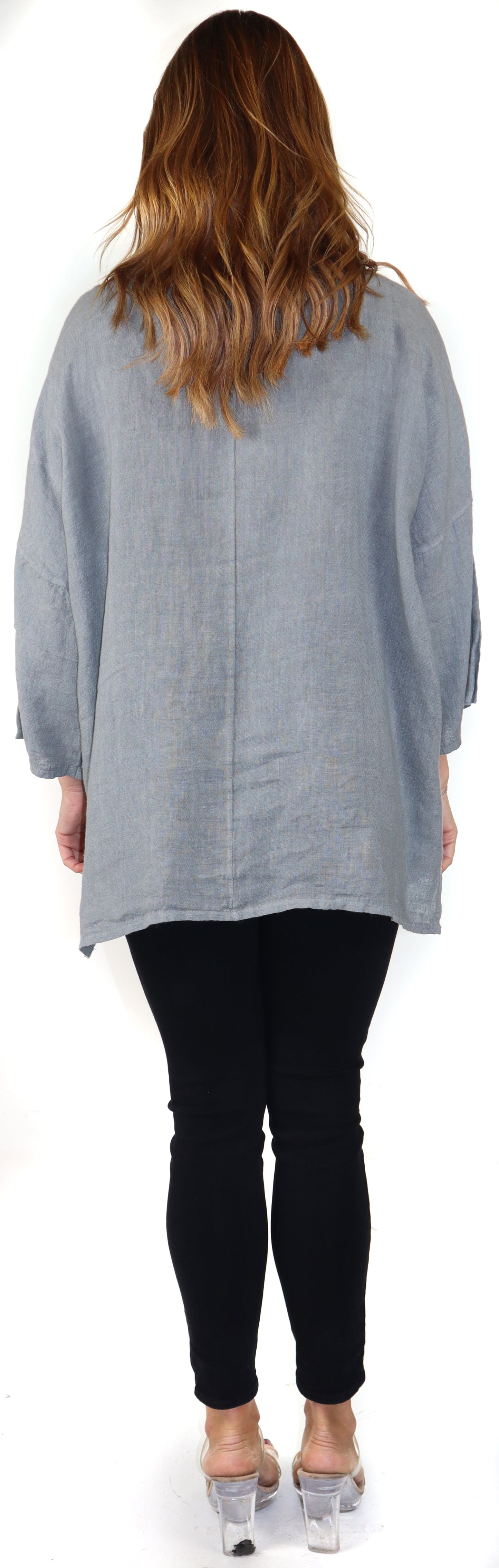 Loose Fit Oversized Tunic Blouse Top, One Size Fits All, 100% Natural Linen