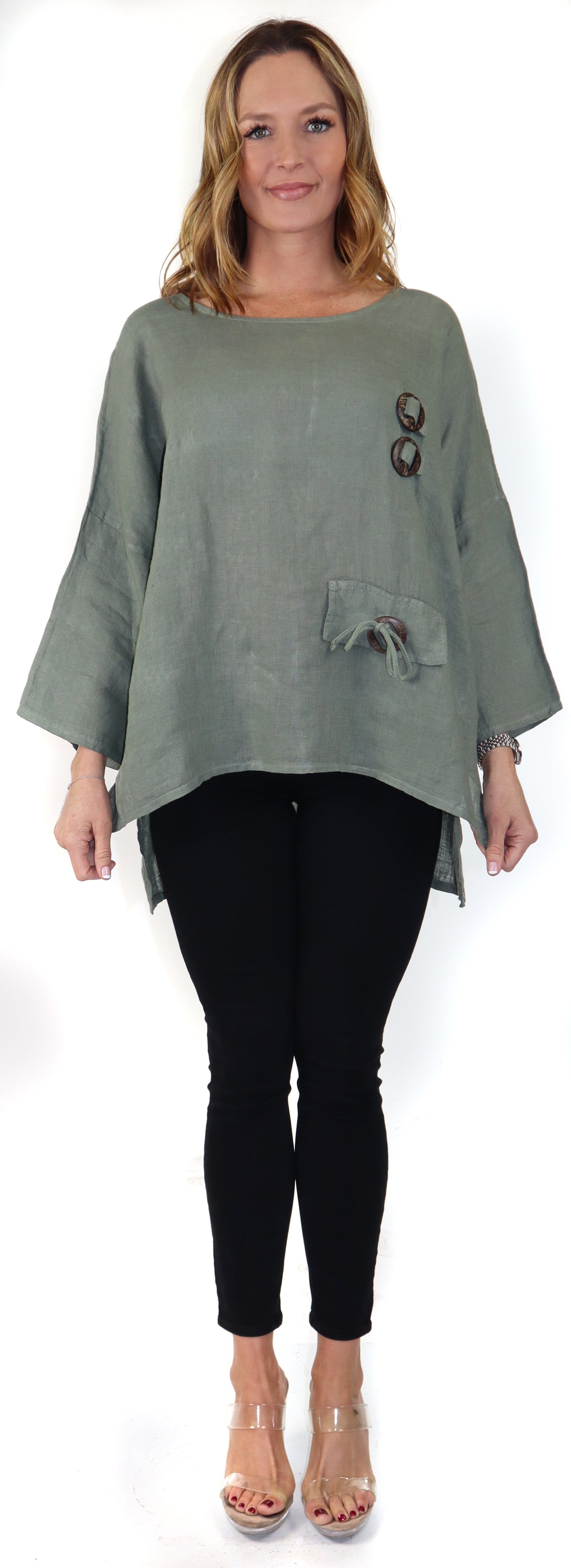 Loose Fit Oversized Tunic Blouse Top, One Size Fits All, 100% Natural Linen