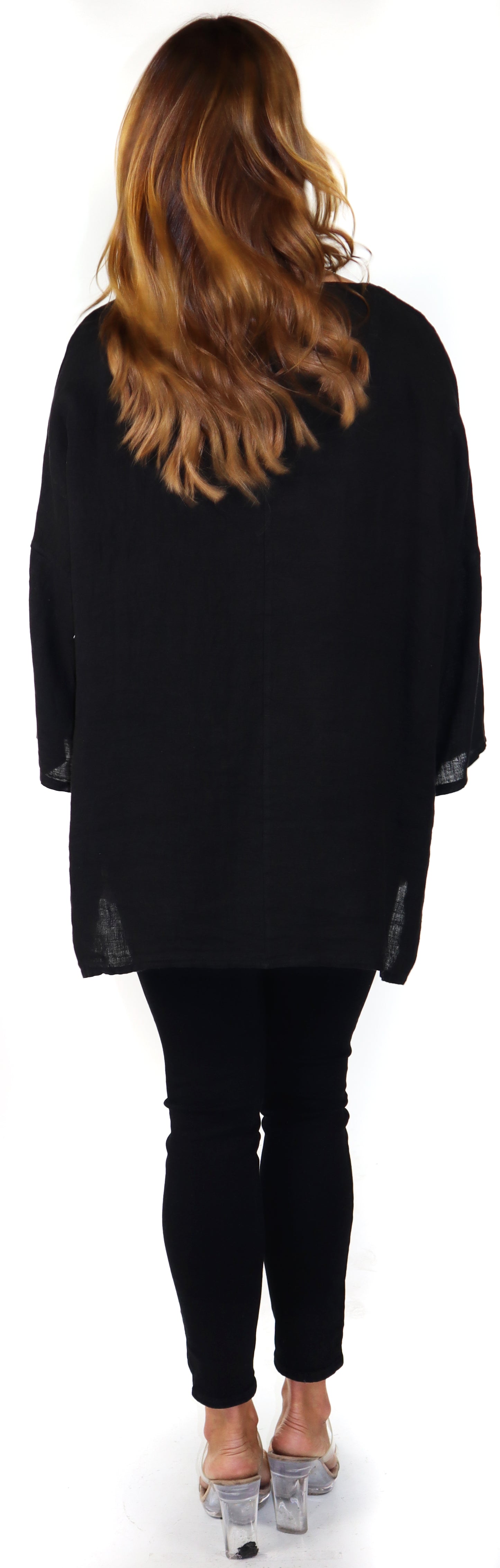 Loose Fit Oversized Tunic Blouse Top, One Size Fits All, 100% Natural Linen