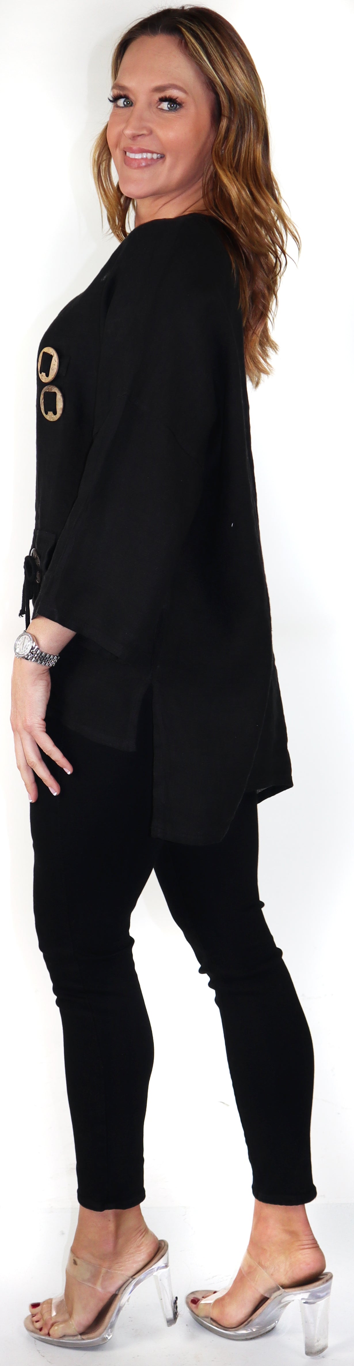 Loose Fit Oversized Tunic Blouse Top, One Size Fits All, 100% Natural Linen