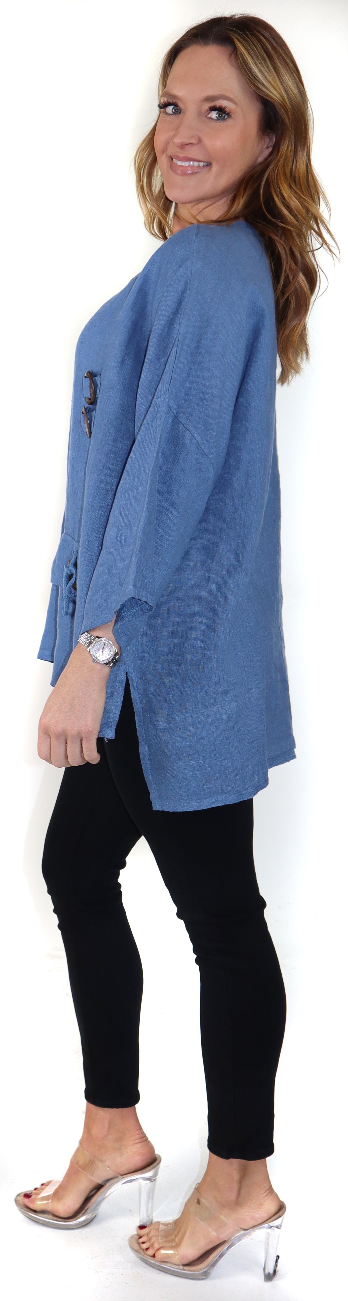 Loose Fit Oversized Tunic Blouse Top, One Size Fits All, 100% Natural Linen