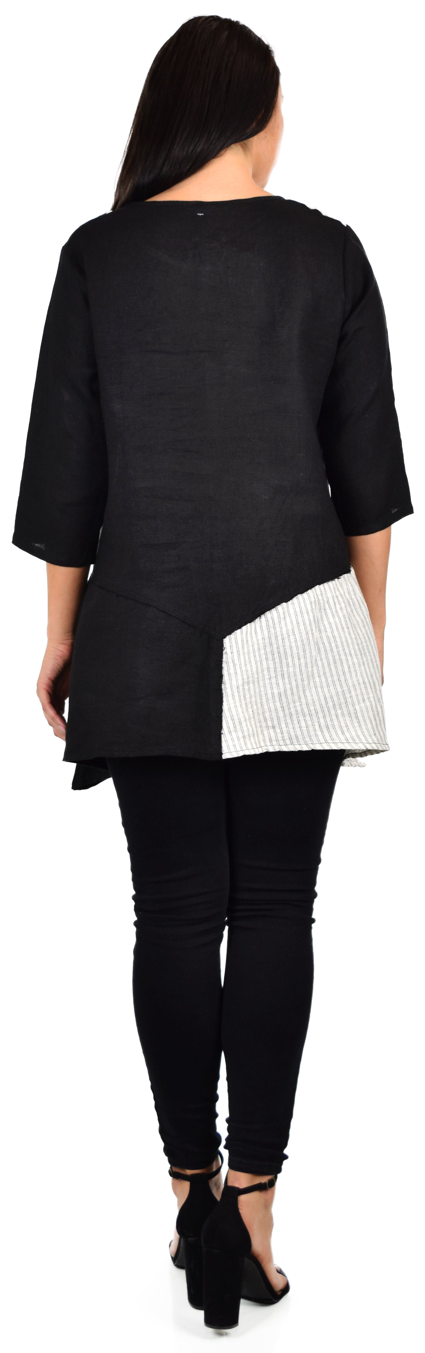 Artsy Mix and Match A line Tunic, 100% linen Blouse, Lagenlook Tunic, Polka dot Linen Tunic, Linen Tunic, Washed Linen Blouse Women linen tunic