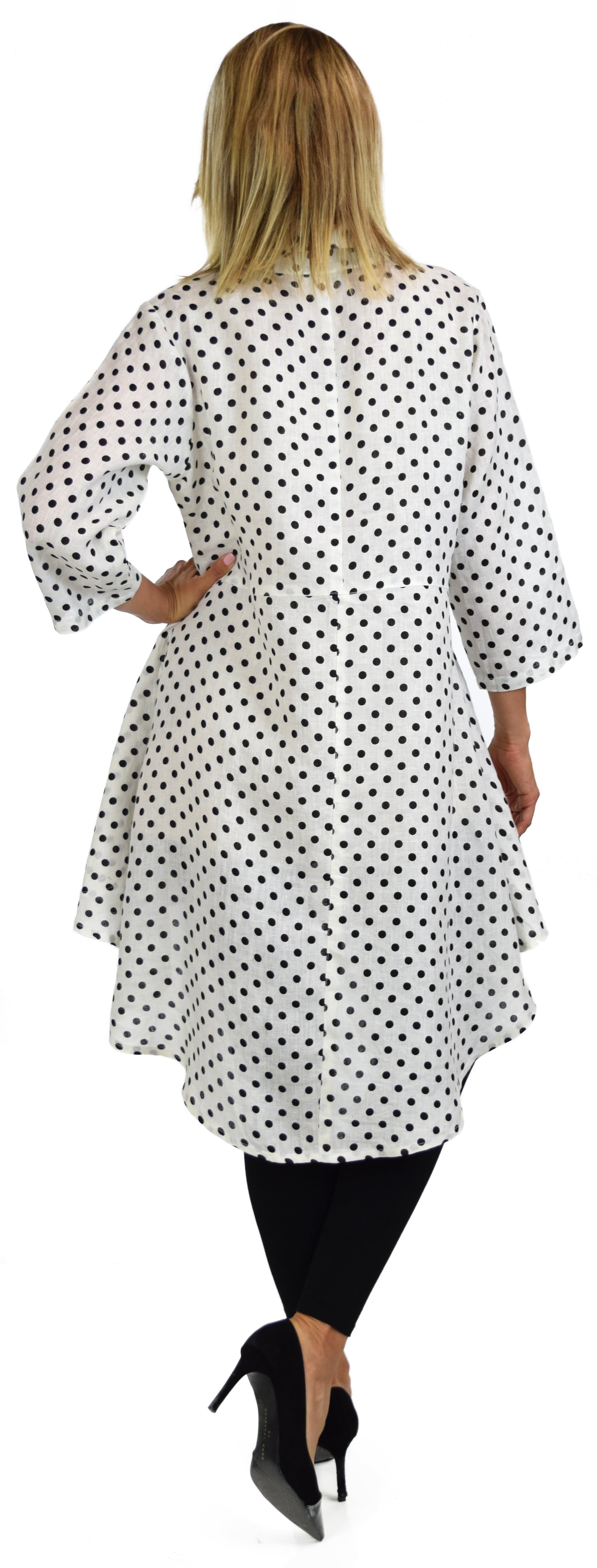 Copy of Hi Low Button Down A Line Swing Dress Shirt Top Reg and Plus Sizes
