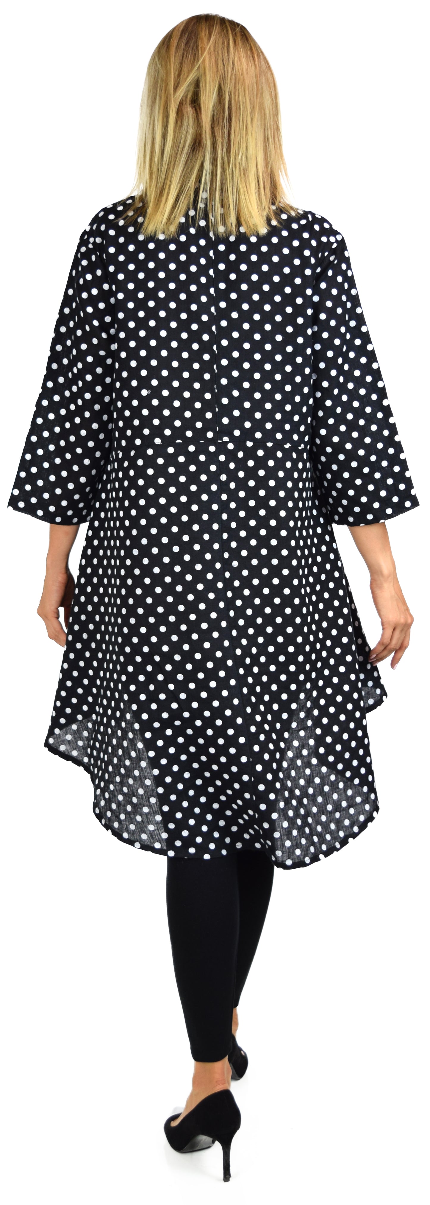 Copy of Hi Low Button Down A Line Swing Dress Shirt Top Reg and Plus Sizes