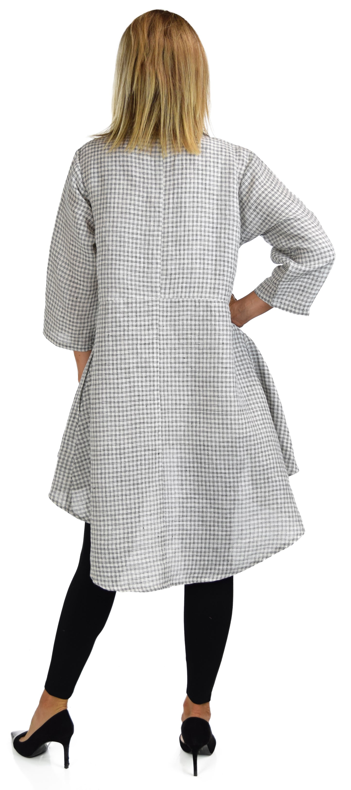 Copy of Hi Low Button Down A Line Swing Dress Shirt Top Reg and Plus Sizes