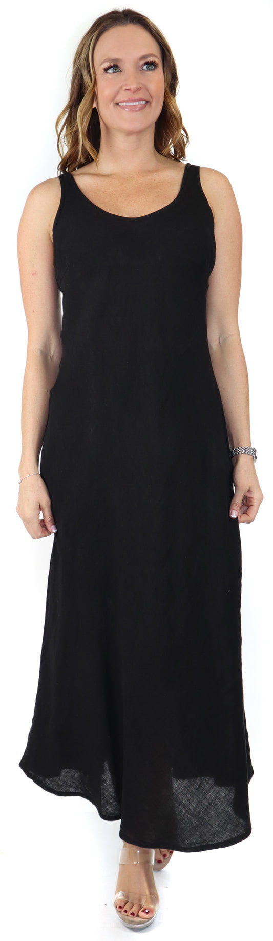 Women's Biased Long Maxi Dress, Perfect Fit Every Time, Made in Italy, 100% linen