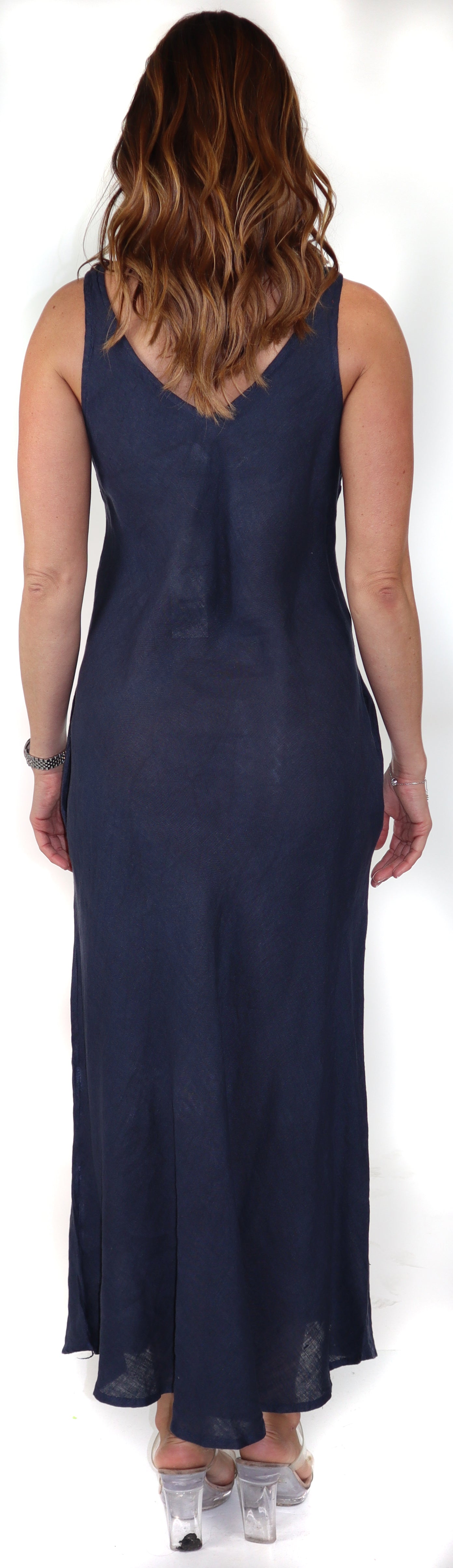 Women's Biased Long Maxi Dress, Perfect Fit Every Time, Made in Italy, 100% linen