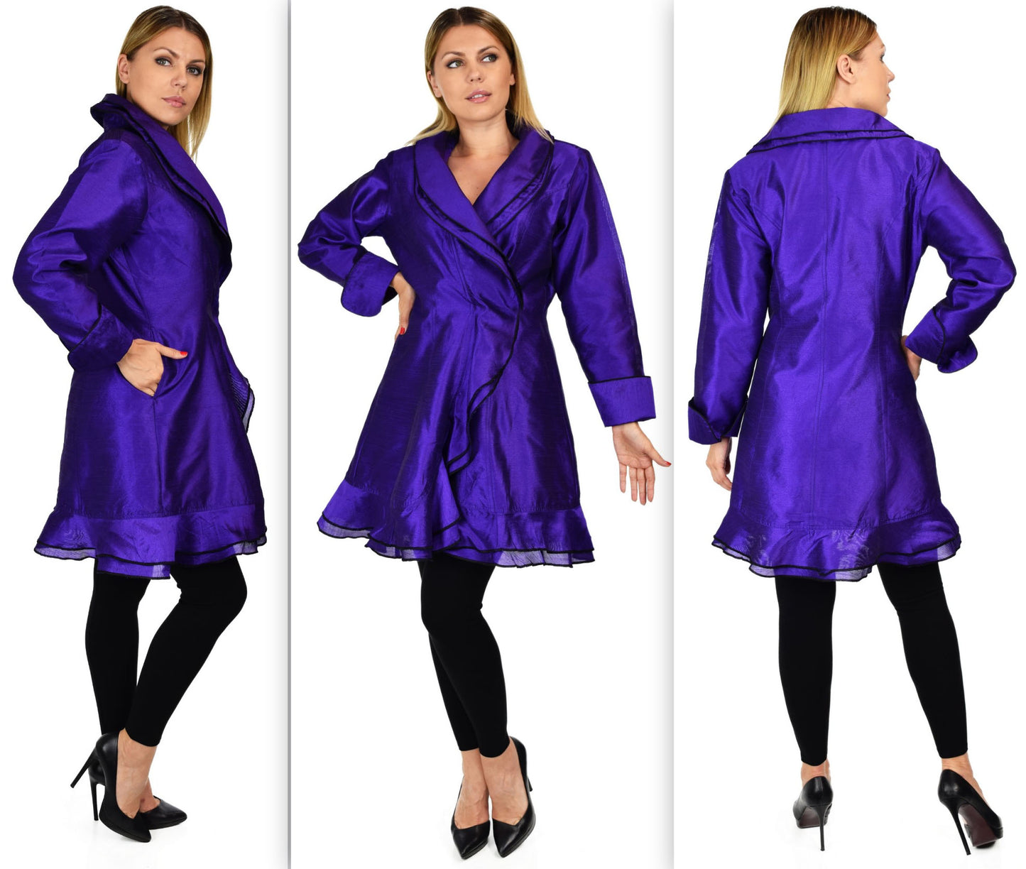 Designer Jacket, Poly Silk Jacket, Women Jacket, Dupioni Silk Blazer Jacket | Regular & Plus Sizes
