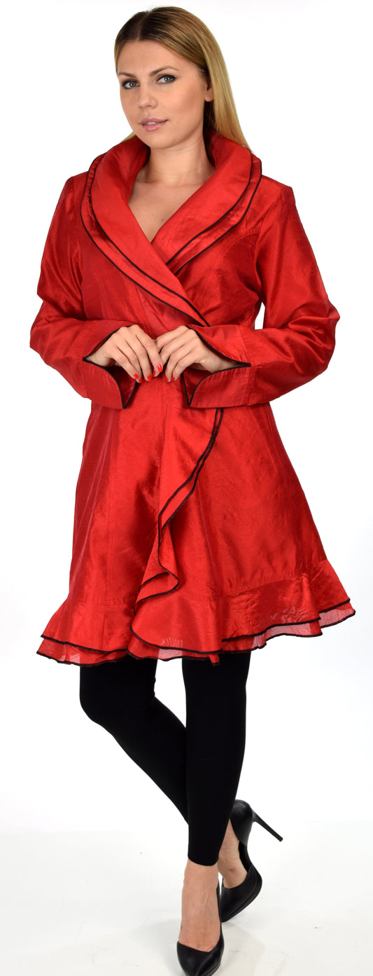 Designer Jacket, Poly Silk Jacket, Women Jacket, Dupioni Silk Blazer Jacket | Regular & Plus Sizes