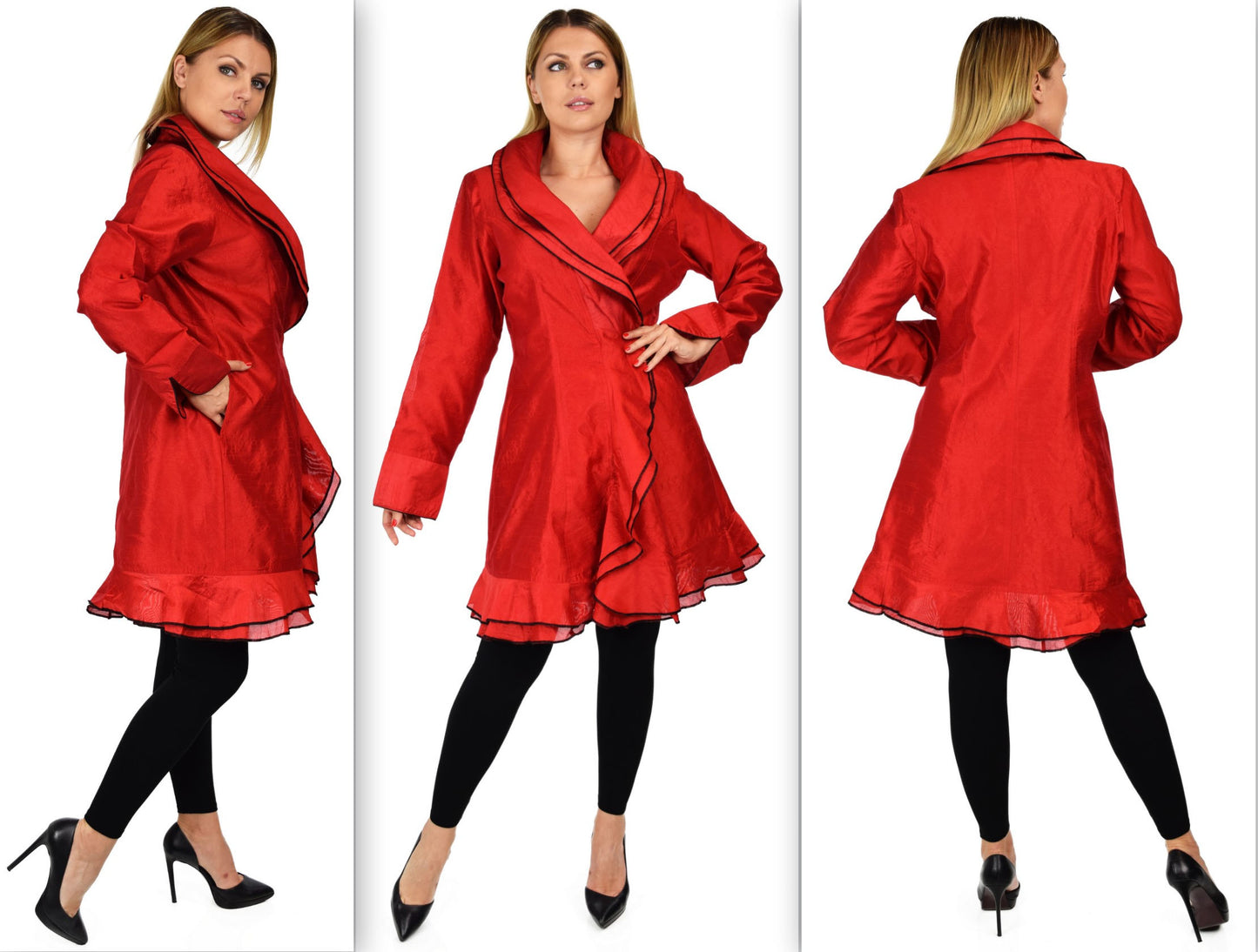 Designer Jacket, Poly Silk Jacket, Women Jacket, Dupioni Silk Blazer Jacket | Regular & Plus Sizes