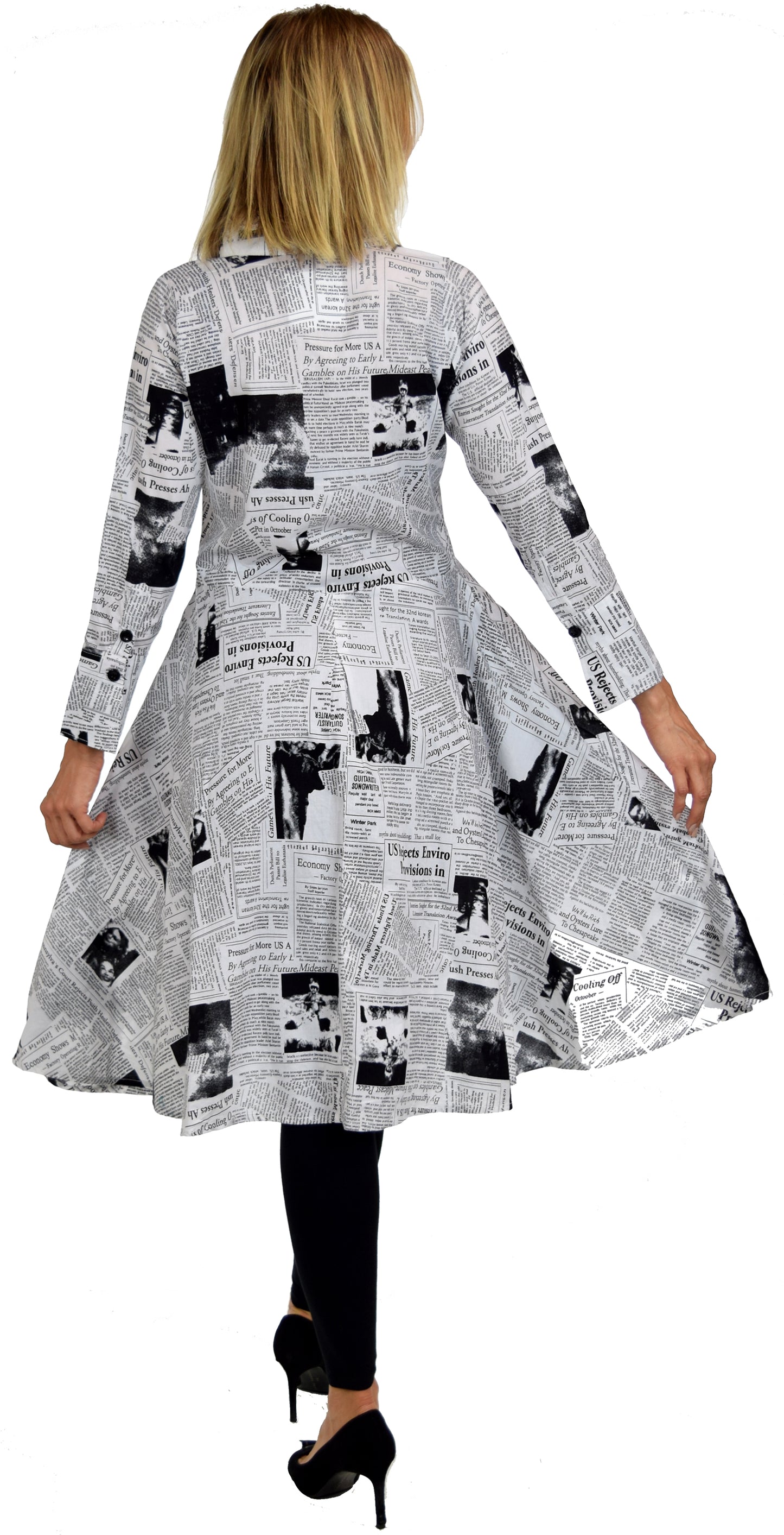 Newspaper Print Shirt, Designer Shirt, Cotton Shirt, Long Shirt, Asymmetrical Shirt,