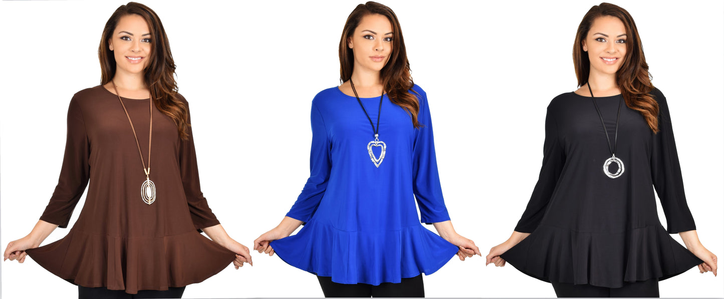 Plus Size Flare Hem Babydoll Summer Swing Tunic Blouse Top