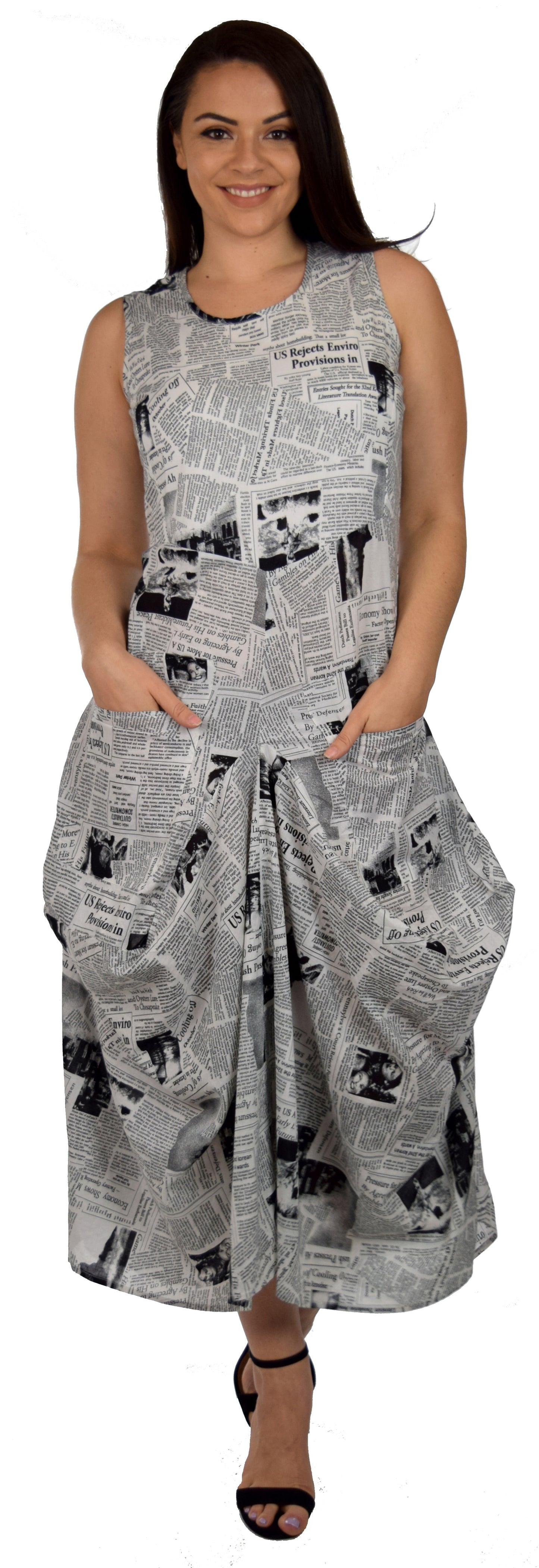Newspaper print Lagenlook Dress, Newspaper Print cotton Dress, Quirky Dress, Parachute Dress, Plus Size Clothing, Plus Size Dress,