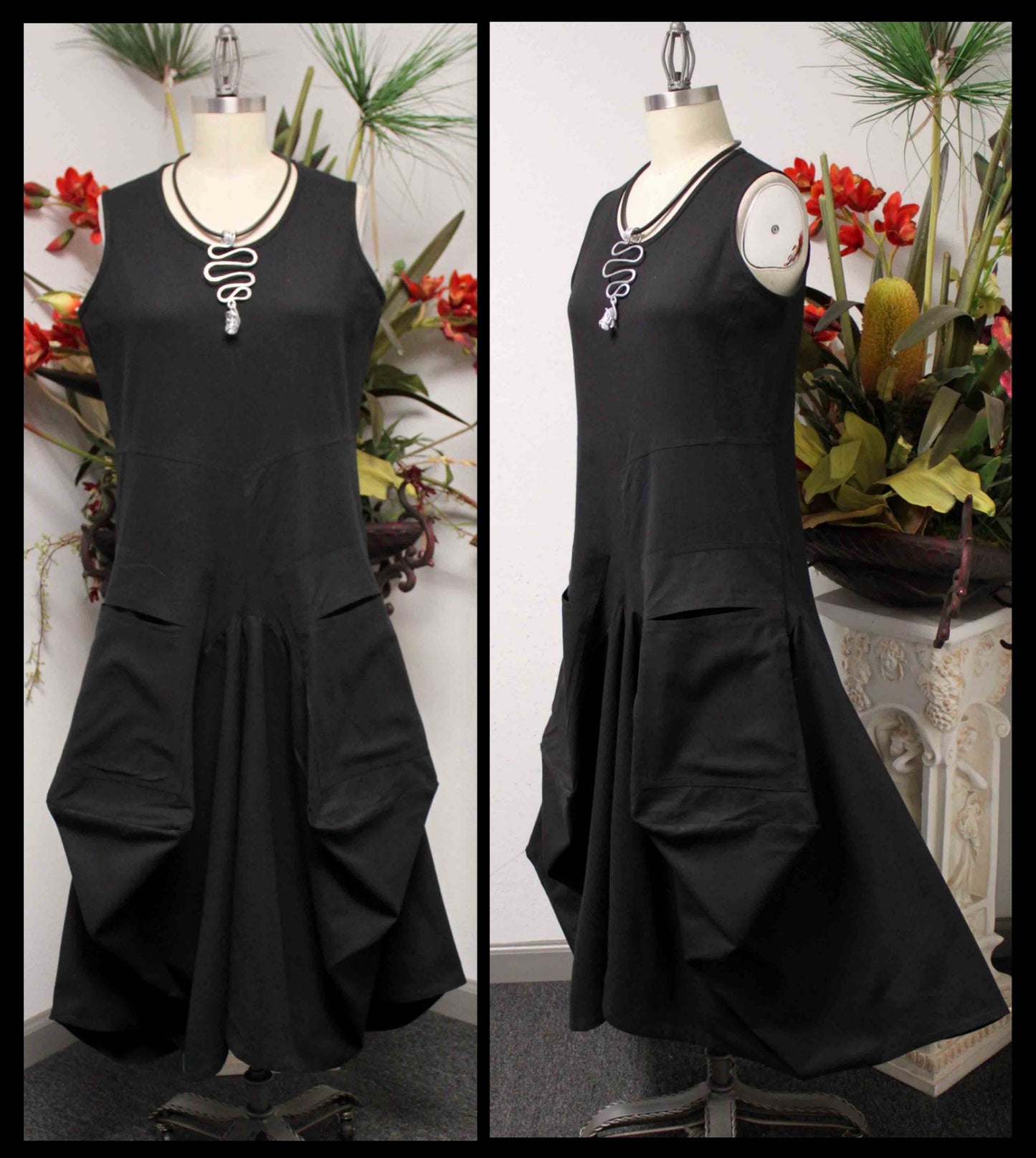 Lagenlook Dress, Cotton Flax Dress,  Quirky Dress, Parachute Dress, Plus Size Clothing, Plus Size Dress, medium to 2XL