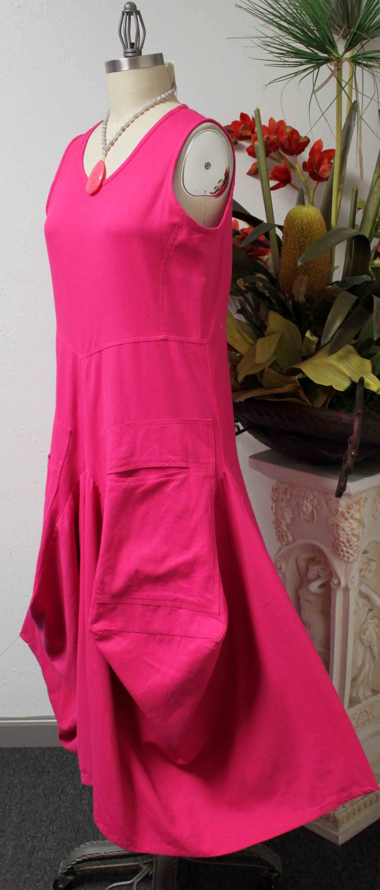 Lagenlook Dress, Cotton Flax Dress,  Quirky Dress, Parachute Dress, Plus Size Clothing, Plus Size Dress, medium to 2XL