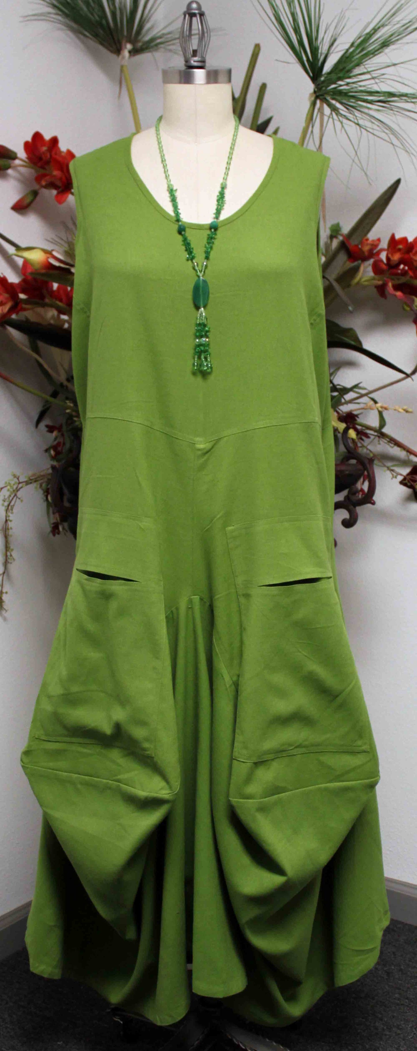 Lagenlook Dress, Cotton Flax Dress,  Quirky Dress, Parachute Dress, Plus Size Clothing, Plus Size Dress, medium to 2XL