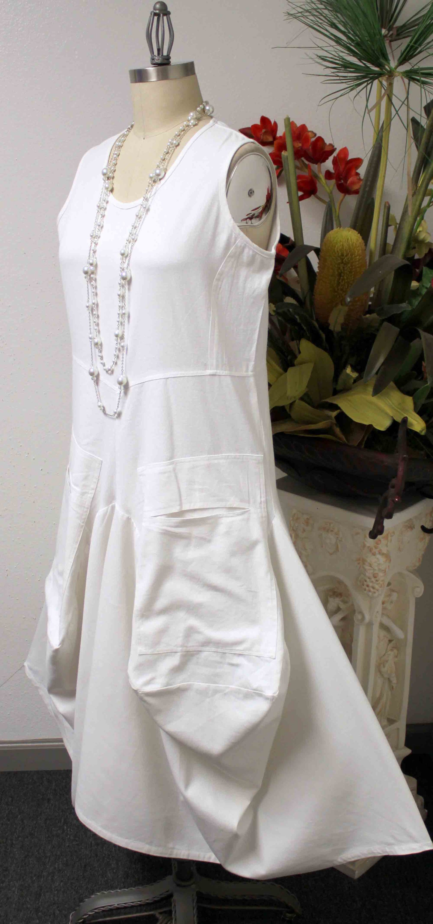 Lagenlook Dress, Cotton Flax Dress,  Quirky Dress, Parachute Dress, Plus Size Clothing, Plus Size Dress, medium to 2XL