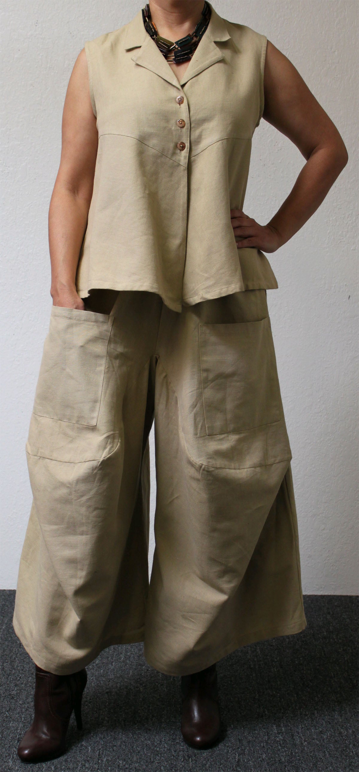 Designer Pant set, Cotton Pant Set , Lagenlook Pant Set, Slub Cotton Pants set, Women Pant Set, Boho Pant Set, Relaxed pant set