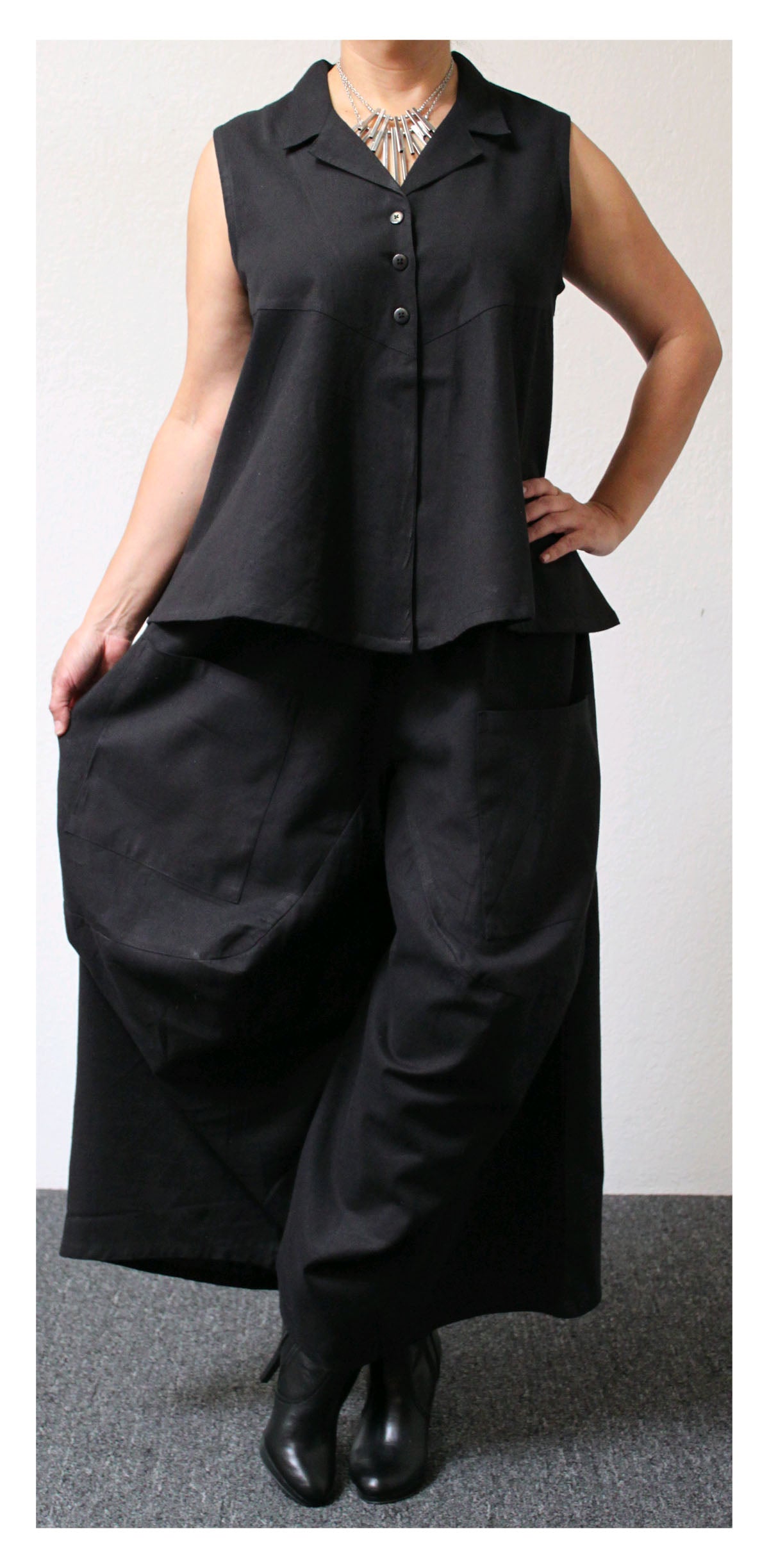 Designer Pant set, Cotton Pant Set , Lagenlook Pant Set, Slub Cotton Pants set, Women Pant Set, Boho Pant Set, Relaxed pant set