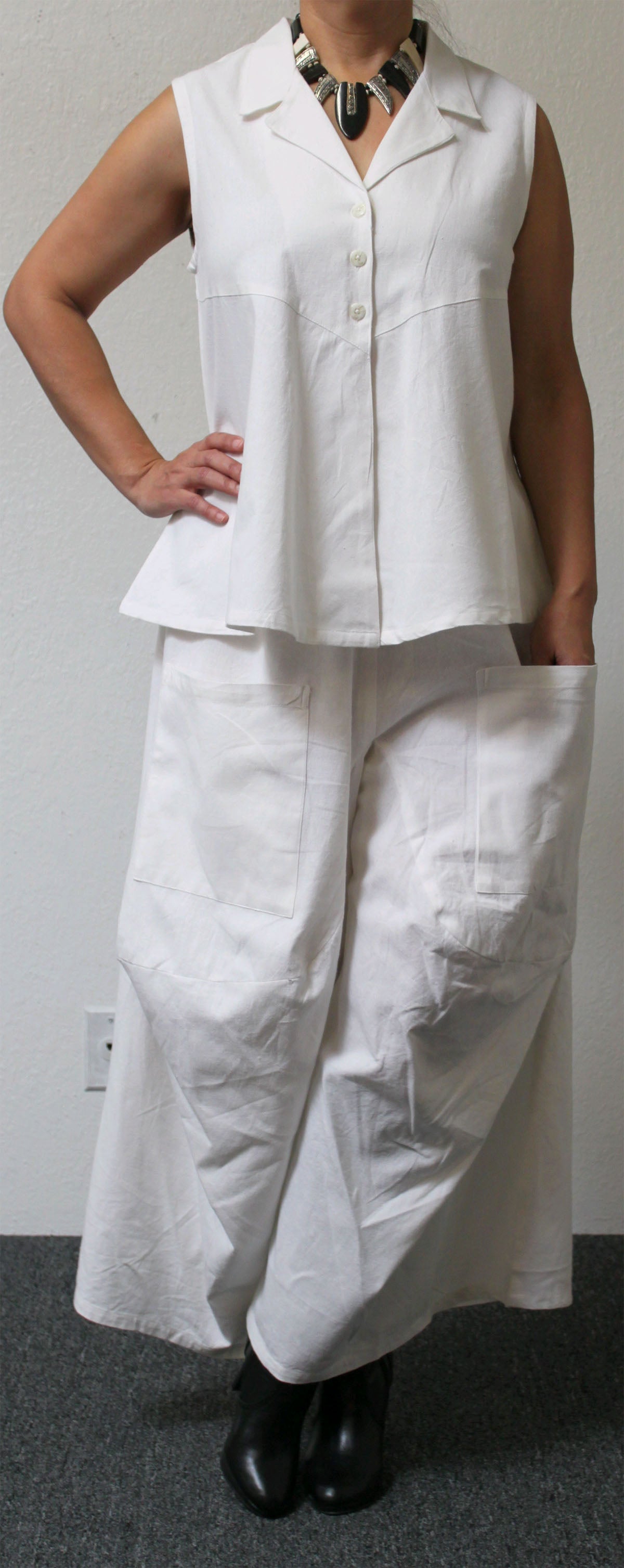 Designer Pant set, Cotton Pant Set , Lagenlook Pant Set, Slub Cotton Pants set, Women Pant Set, Boho Pant Set, Relaxed pant set