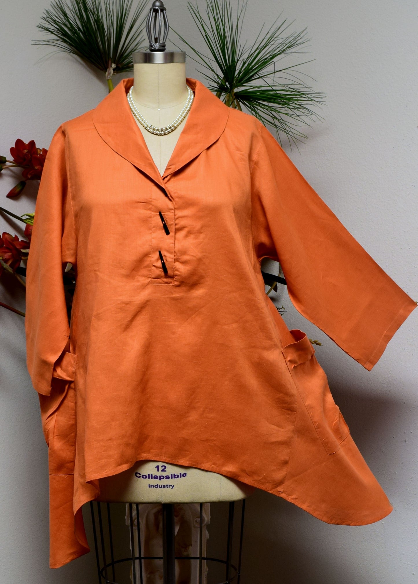 Linen Blouse, Linen Tunic, Plus Size Tunic, Asymetrical Tunic, Lagenlook Tunic, Plus size tunic top M TO 3XL