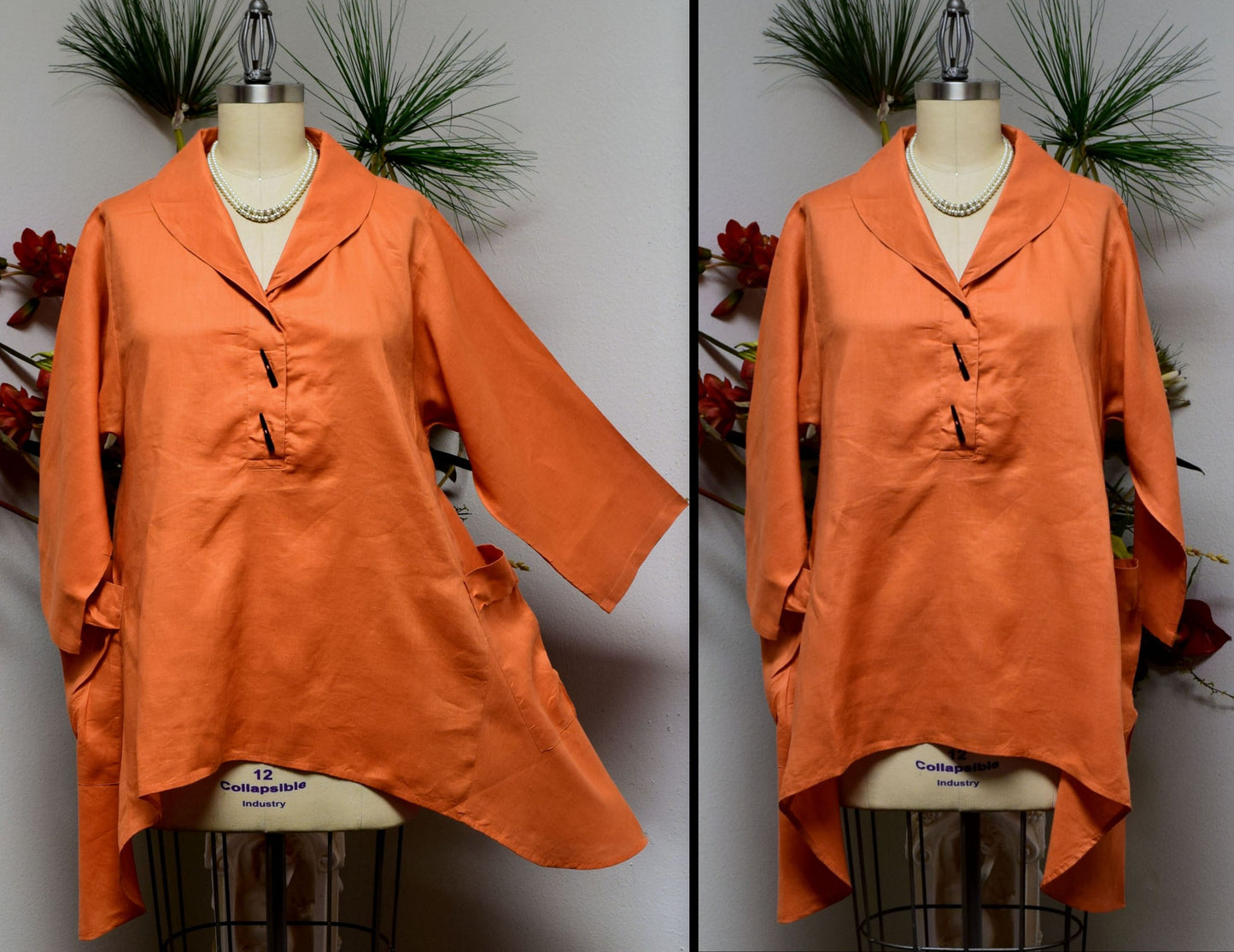 Linen Blouse, Linen Tunic, Plus Size Tunic, Asymetrical Tunic, Lagenlook Tunic, Plus size tunic top M TO 3XL