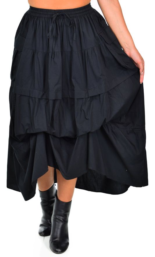 Cotton  skirt,Gathered skirt, Cotton Skirt, Tiered Skirt, Broomstick Skirt, Poof Bottom Skirt,Plus size Skirt, Adjustable Skirt