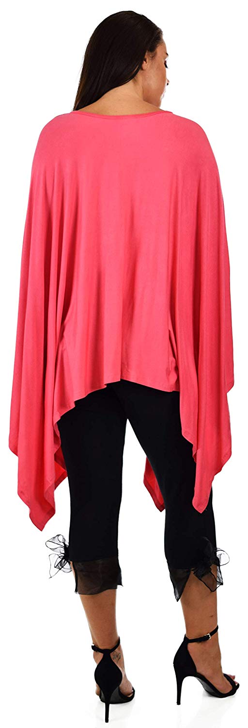 Dare2bStylish Women Versatile Loose Fit Dolman Poncho Tunic Dress Top Cover Up