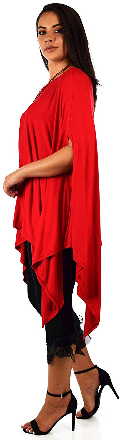 Dare2bStylish Women Versatile Loose Fit Dolman Poncho Tunic Dress Top Cover Up