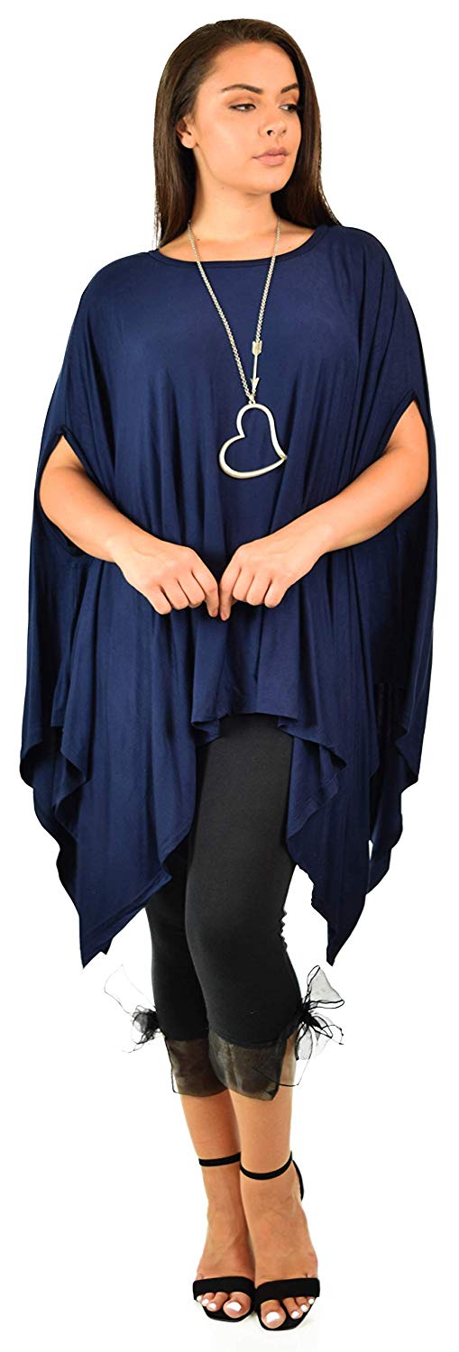 Dare2bStylish Women Versatile Loose Fit Dolman Poncho Tunic Dress Top Cover Up