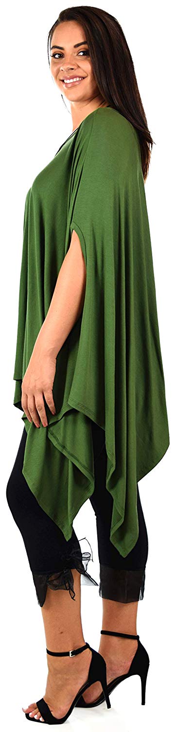 Dare2bStylish Women Versatile Loose Fit Dolman Poncho Tunic Dress Top Cover Up