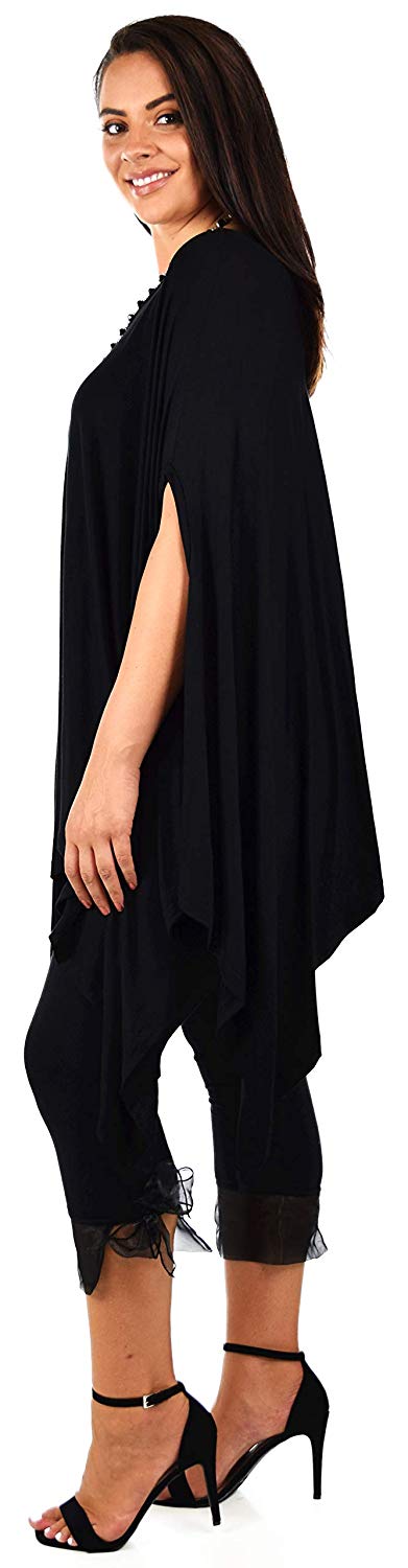Dare2bStylish Women Versatile Loose Fit Dolman Poncho Tunic Dress Top Cover Up