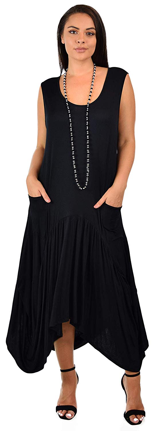 Dare2BStylish Plus Size High Low Sleeveless Loose Fitting Maxi Dress