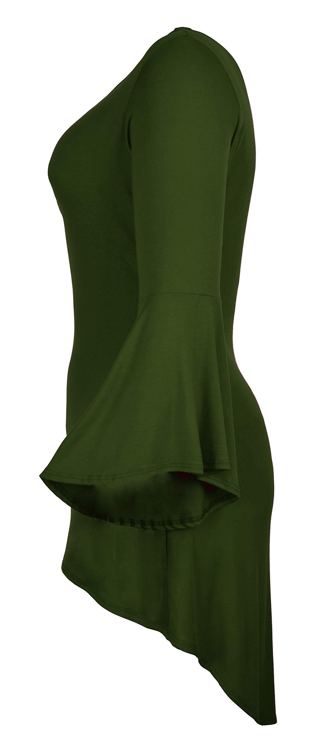 Women Plus Size High Low Bell Sleeve Gothic Blouse Tunic Top