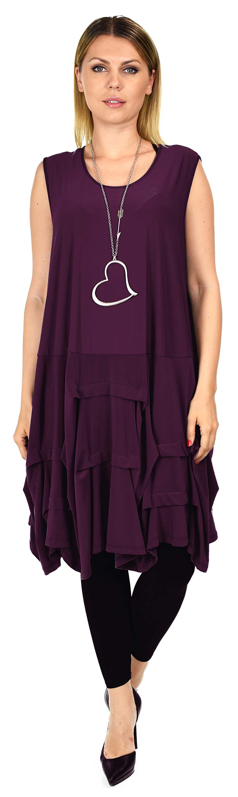 Plus Size Puckered Sleeveless Tunic Dress | Swing Dress | Swing Top