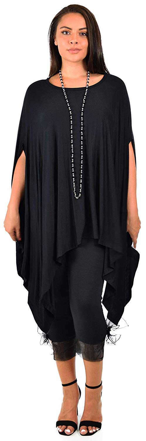 Dare2bStylish Women Versatile Loose Fit Dolman Poncho Tunic Dress Top Cover Up